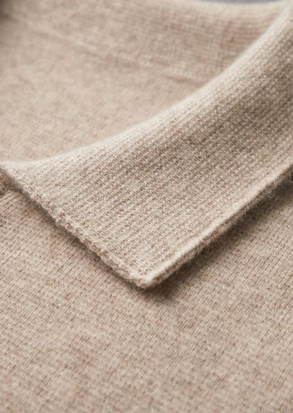 Extra-Fine Merino Wool Zipped Polo Knit Jacket