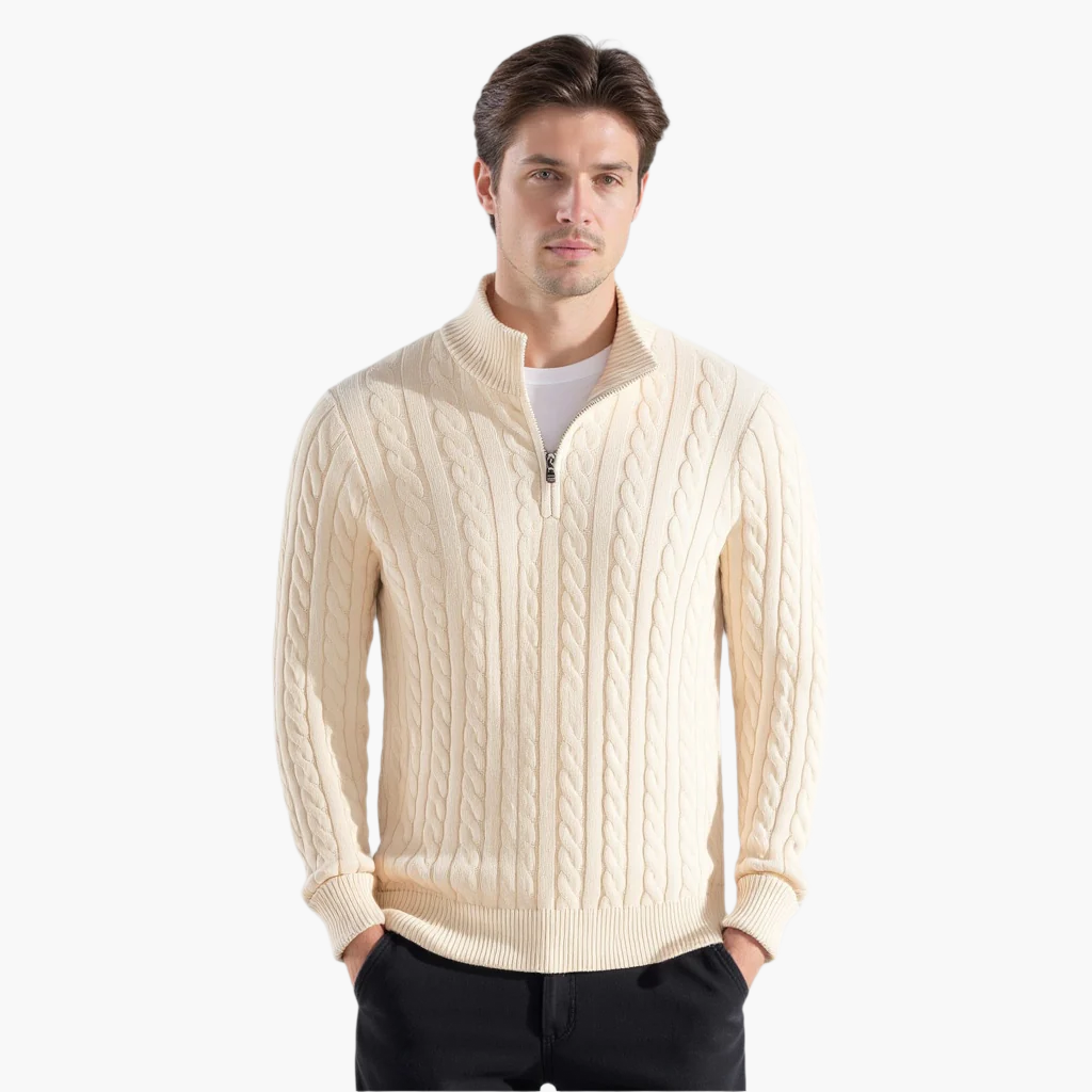 TAEBAEK Cable-Knit Sweater with Zipper