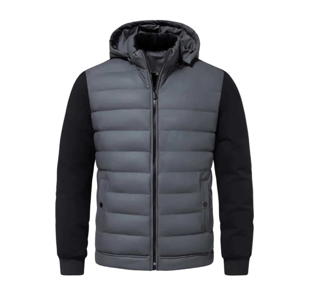 Quilted jacket with knitted sleeves 